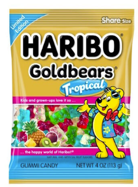 Haribo Goldbears Tropical 4oz Peg Bag 12ct